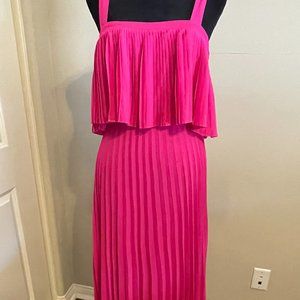 Hot Pink Jealous Tomatoes Pleated Dress